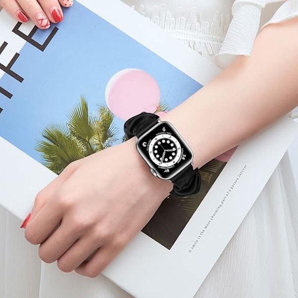 Scrunchies Kompatible med Apple Watch Remme 38mm 40mm Elastisk Mønstret Push Rem Kompatibel med Apple Watch Series 7 6 5 4 3 2 1 SE