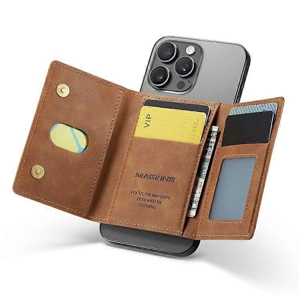 MAGKING K2 Ställ Magnetisk Korthållare Kompatibel med MagSafe RFID Mobiltelefonplånbok - Perfekt_xx Brown