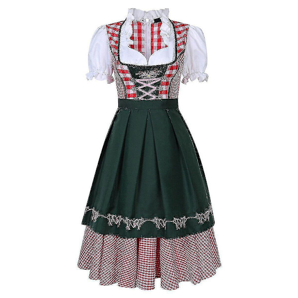 Dirndlklänning tysk Oktoberfest bayersk öl piga dräkt piga festival fest ZX - Perfekt grön Green 2XL