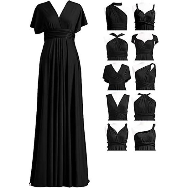 Infinity-klänning med bandeau, konvertibel brudtärnklänning, lång, plusstorlek, flervägsklänning, omlottklänning J XL