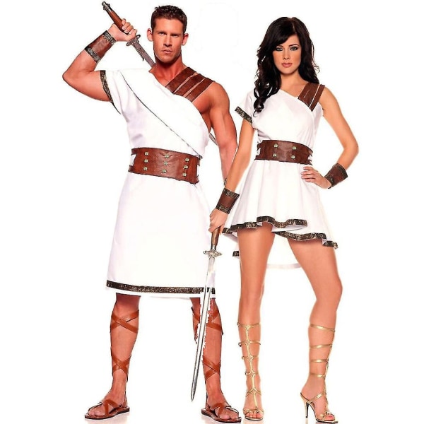 Halloween romersk krigare par Dräkt Medeltida grekisk mytologi Olympus Zeus Toga Gud Gudinna Cosplay klänning 19373 XL
