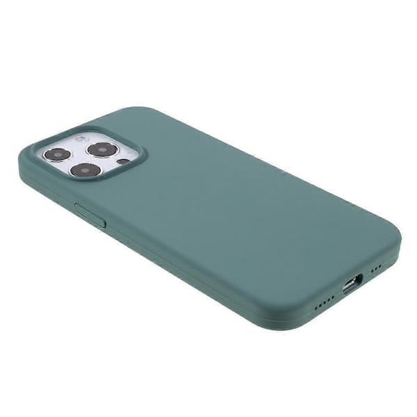 Kompatibel med iPhone 15 Pro etui solid silikone stødsikker telefonbagside DarkGreen