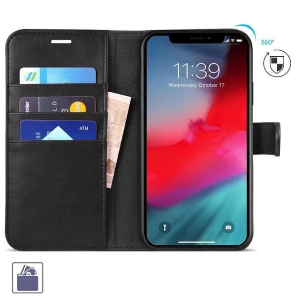 Etui - TOP4PC - iPhone 7/8/SE 2020 - Premium PU-læder - Stødsikker beskyttelse - Sort