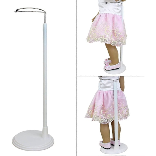 3-pakning Hvit Justerbar Dukkestativ for 14-18 Tommers Babydukker Displayholder