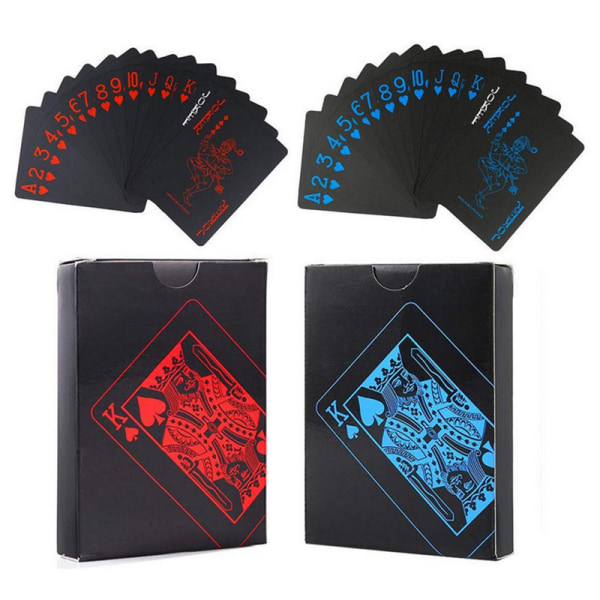 2 kpl puhdasta mustaa muovista vedenpitävää PVC-pokeripöytäpelikorttia