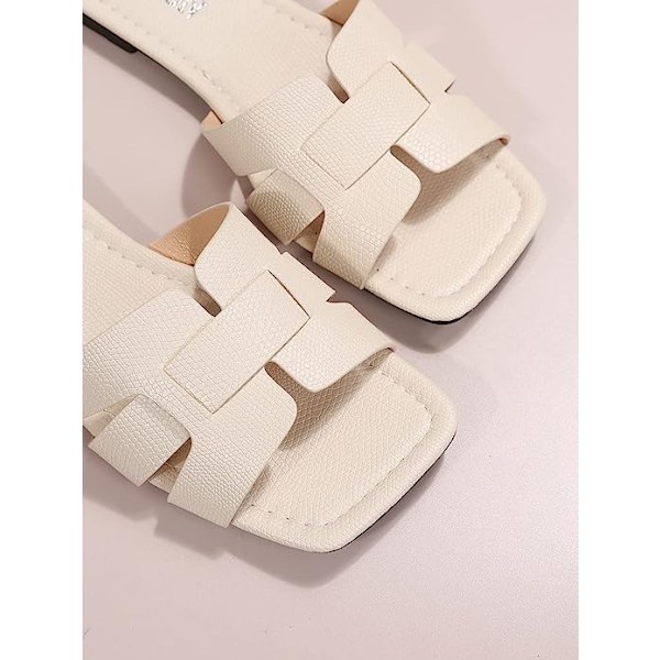 Monika Flat H-Band Slide Sandal til kvinder i hvid White 37