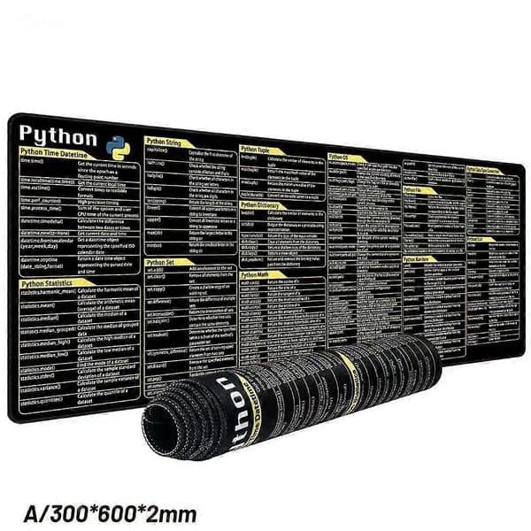 Python-ohjelmointi hiirimatto suuri pikanäppäimet huijauslehti näppäimistö hiirimatto pöytä Python 300x600x2mm