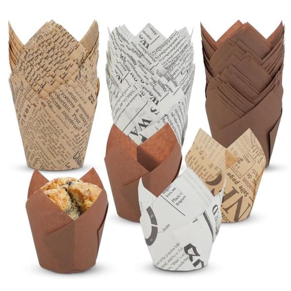 150 papir muffinforme, tulipan cupcakeforme, alsidigt bagepapir til muffins, ideelt cupcakepapir til bryllupper og fødselsdage