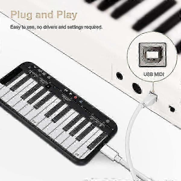 1m 8-Pin til USB-B MIDI-kabel til iPad / iPhone
