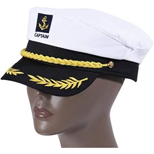 Vuxen Kapten Hatt Yachting Båt Sjöman Amiral Kostym Vit, One Size