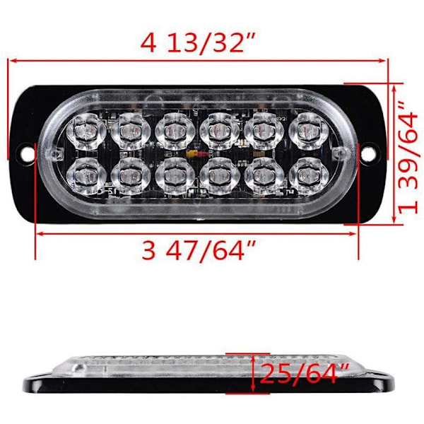 Super Lys Gul 12-LED 12-24V 36W Bil Lastbil Advarselslys Nød Bygning Vandtæt Blinkende Beacon Advarsels Strobe Kofanger Grill Baglygte Wor 12 LED Yellow