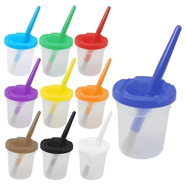 10 painting cups with lids for children, spill-proof paint cups for artists