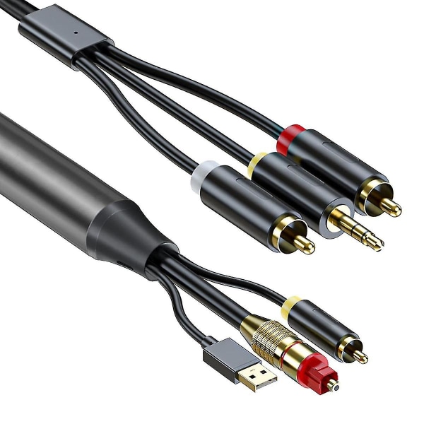 Digital til analog lydkonverteringskabel, digital Spdif/optisk og koaksial til analog L/r Rca lyd C