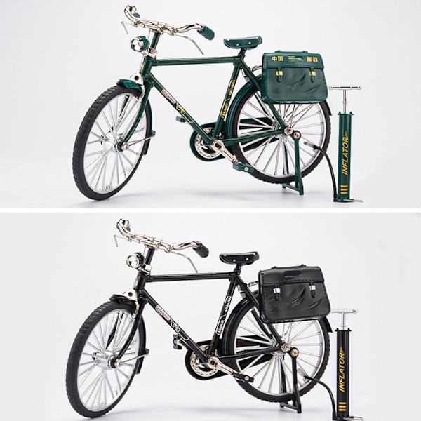 Retro Cykelmodell Kit, Miniatyrmetallprydnad för Konstsamling, Leksaker för Barn - Perfekt Green