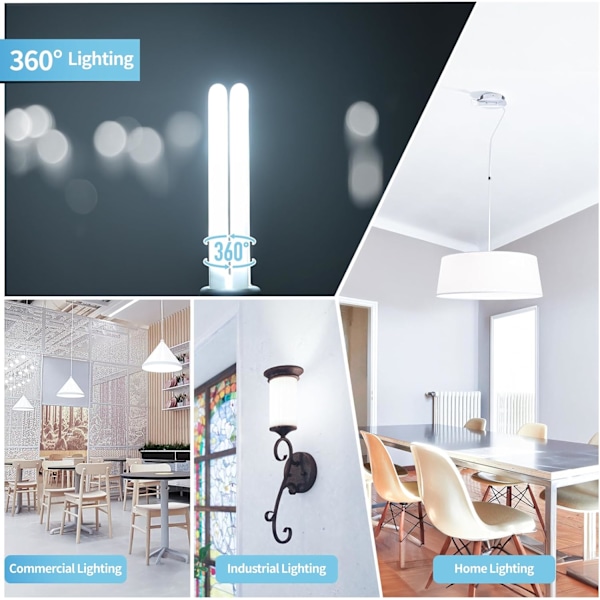 5-pack G24d-3 Glödlampor, 2-Pin PLC Fluorescerande Rör 26W, Kallvitt Ljus, 1200LM, 2U Dubbelvikt Rör, för Kök, Sovrum, Matsal
