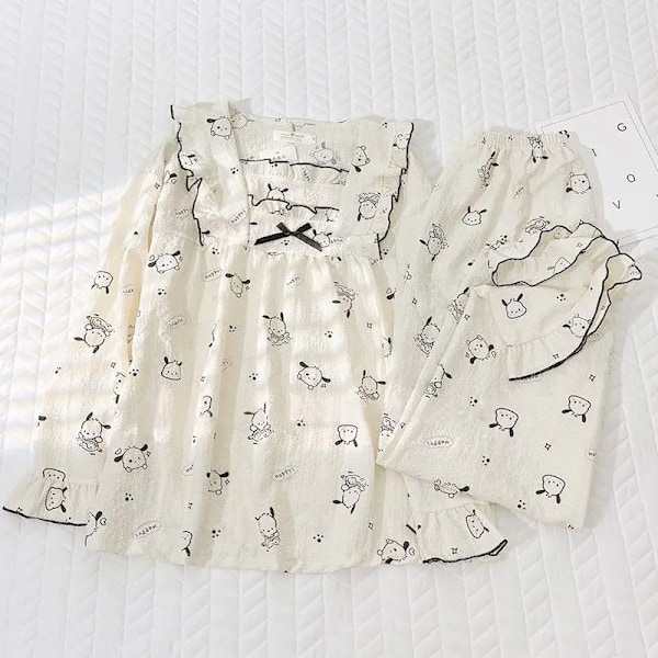 Kawaii Sanrio Pochacco Heminredning, Sovkläder, Lös Spetsklänning, Bekväm INS, Bröllopsjulklapp Bochak Bochako XL Company