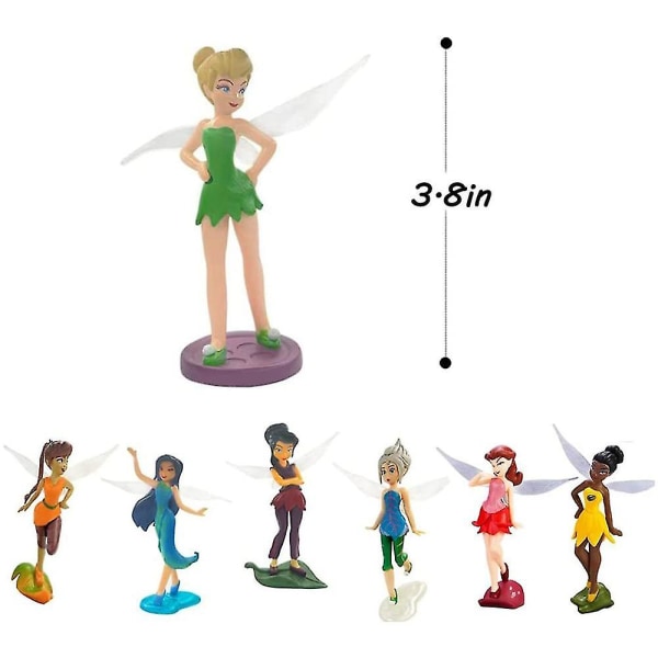 7 stk./sæt Tinkerbell Blomsterfe Figur Fe Elf Prinsesse Figur Legetøj Sæt Model Dukke Legetøj Kage Topper Dekoration Fest Favor Leverancer Gaver