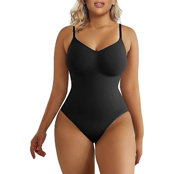 Body för kvinnor, maghållande shapewear, sömlös skulpterande trosa, body shaper inuti svart svart black L