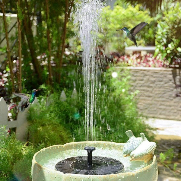 Vattenfontän solcellsdriven - Fontän - Solfontänpump - 16 cm svart black