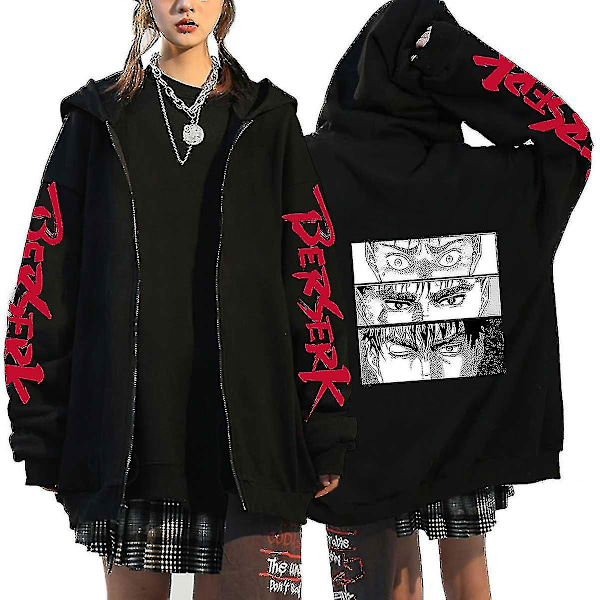 Anime Hoodie Jakke Harajuku Manga Guts Et Sweatshirt Grafisk Ærme Mænd/Kvinder Punk Fash Lynlås Ets Ks-10 M