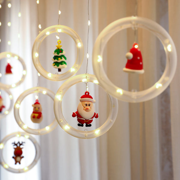 Julelys LED elg snømann gammel mann gardinlys varm hvit USB fjernkontroll 3m*0.5m