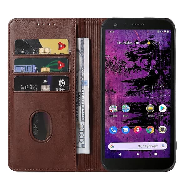 Magnetic Leather Case For Cat S62 Pro Brown