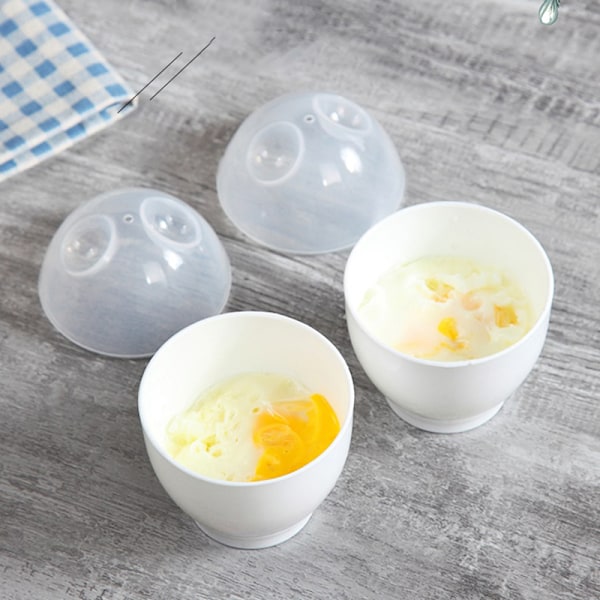 2-pak Mikrobølgeovn Eggkoker Mini e Damp Eggkopp Dampet Verktøy