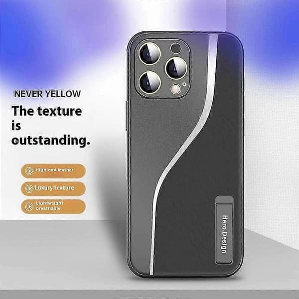 Fodral för iPhone 16 Pro med värmeavledning, PU+TPU+PC-skydd med stativ - Silver Silver