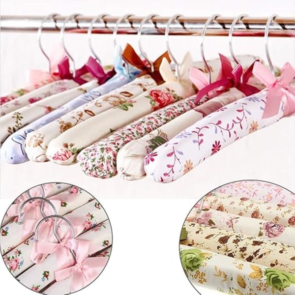 Polstret Kleshenger, 5 stk. Blomstrete Kleshengere for Jakke Skjorte Bluse Myk Kjole Kleshengerstativ - Tilfeldig Levering
