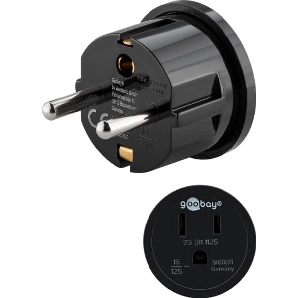 Rejseadapter USA/Japan, sort