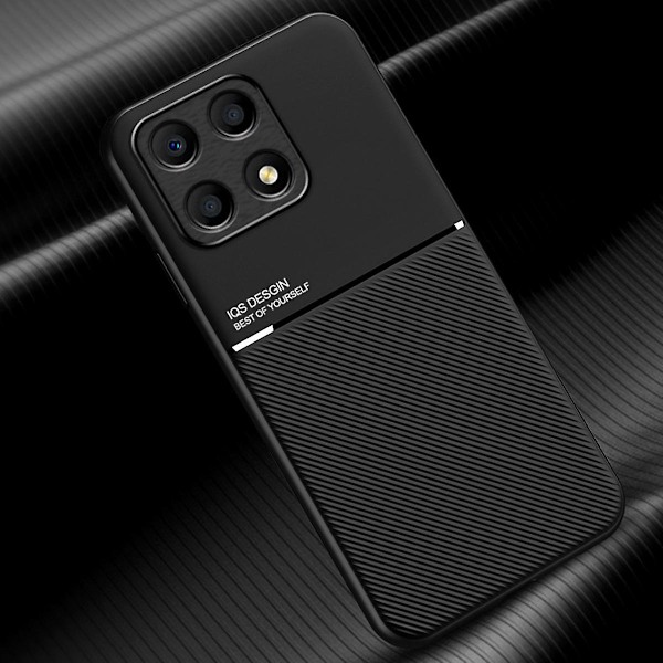 For Honor X8a 4G phone case linjer präglade PU-läder+TPU stötsäker skal-svart Black Style A Honor X8a 4G