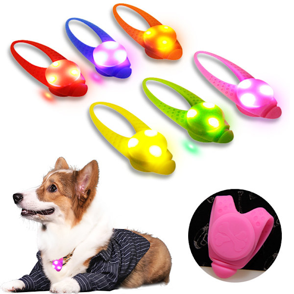 Silikone lysende hundehalsbånd LED-lys - Clip-on sikkerhedslys til katte og hunde, perfekt til udendørs og indendørs brug (grøn) green