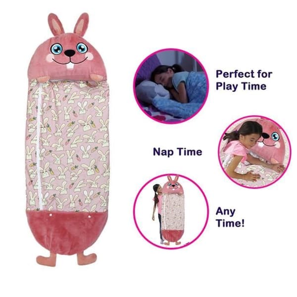 Barnsovsäck - SURENHAP - Kaninpäls - Rektangulär - Rosa