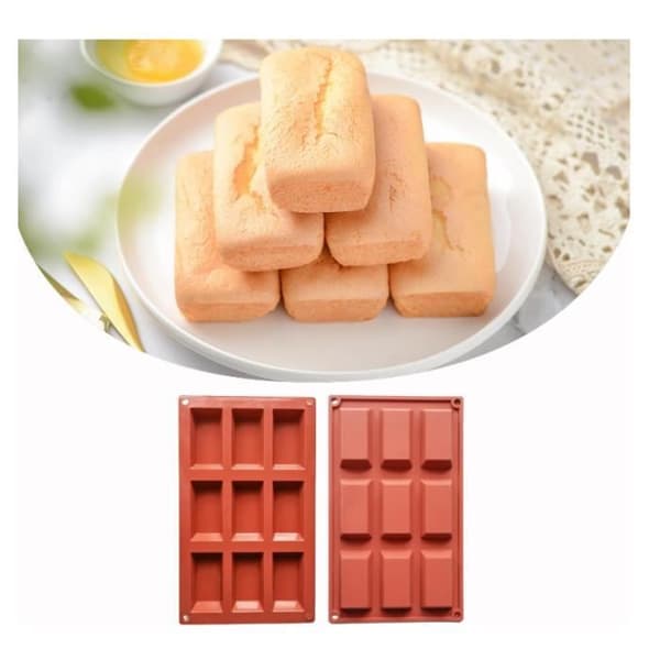 Kakeform - Silikon - Financier - 9 Hulrom - Non-stick - Rød
