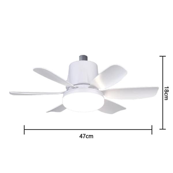 LED Loftventilator med Lys E27 - 47 cm - 30W, 2400lm, 3 Hastigheder, 3 Farver - Timer - Stille - Til Soveværelse, Stue