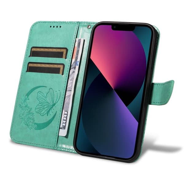 Etui til iPhone 13 / iPhone 14, Premium Læder Pung Etui Cover til iPhone 13 / iPhone 14