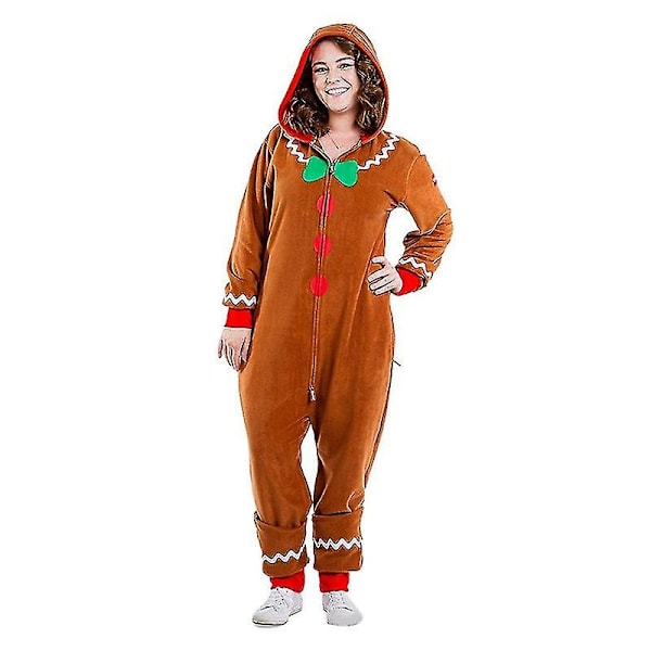 Mænds familie Gingerbread kostume, hyggelig og komfortabel julonesie - Perfekt Women Women 130CM