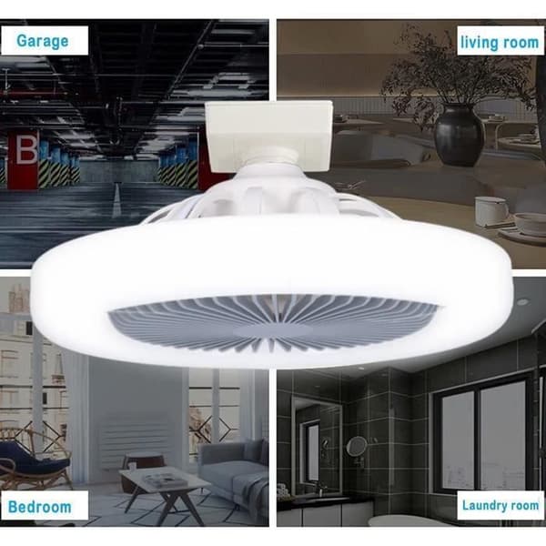 Light-Fdit LED Ventilatorlampe, E27 30W Loftventilatorlampe, Justerbar og Lydløs LED Ventilatorlampe til Soveværelse