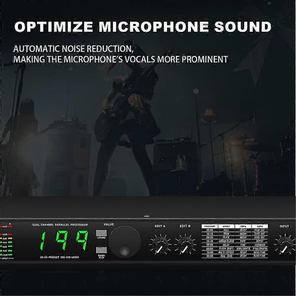 Profesjonell Digital Romklang Multi Effekt Prosessor Audio Prosessor Equalizer EU PLUGG black