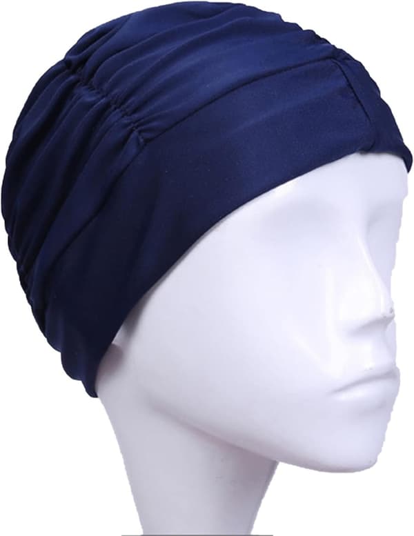 Plisseret badehætte til kvinder, badehætte til langt hår, super elastisk badehætte, strand- og surfcaps, behagelig badehætte, turbanhætte