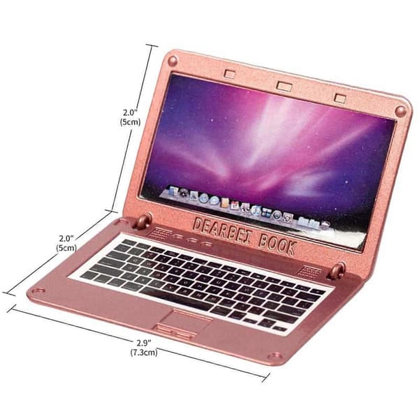 Dockskåp Laptop Tablet Dockskåp Leksak Scen Simulering Notebook för Sovrum Rose Gold