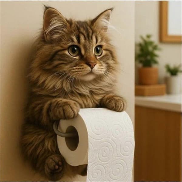 Katttapethållare Toalett vägg rullpapper Silver gradient