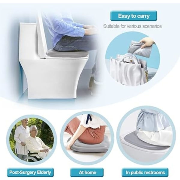 Oppustelig toiletsæde pude hævet donut pude højdejusterbart toiletsæde PVC commode støttepude til seniorer ældre handicappede