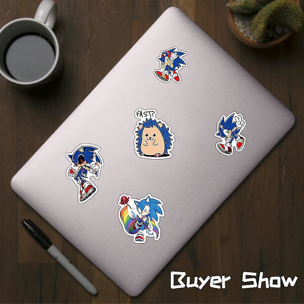 50 stk Sonic Doodle Klistremerker Animerte Dekaler for Laptop Koffert Krus