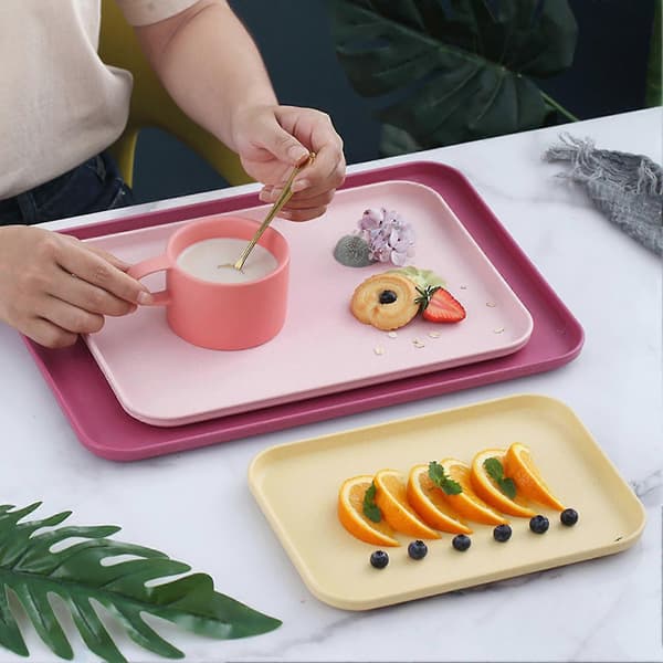 Serveringsbricka Multifunktionell Elegant Nordisk Stil Dekorativ Rektangulär Plastbricka för Hemmet Orange2 S