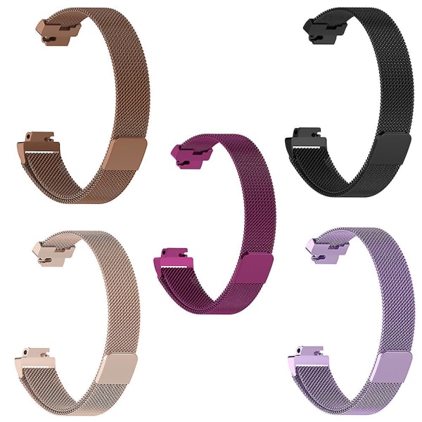Rostfritt stål Magnetisk tunn mesh watch Handledsrem kompatibel Fitbit Inspire Hr Rose Pink S