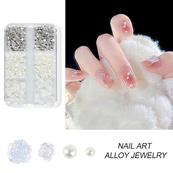 Naglar Fjäril Blomma Björn Nagelkonst Hantverk Diamant för Nageldekorations Pärla Metall Nagel Flatback Clip Kristall Strass