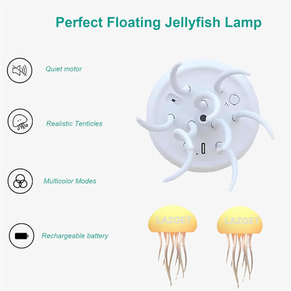 Jellyflow Lampe, Oppladbar Flytende Manetlampe, LED Bærbar RGB Gradient Manetlampe Stemmestyring
