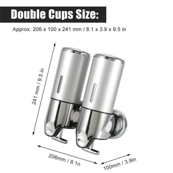 Tvåldispenser - CHE - Silver - 500 ml per kopp - Väggmonterad - Praktisk
