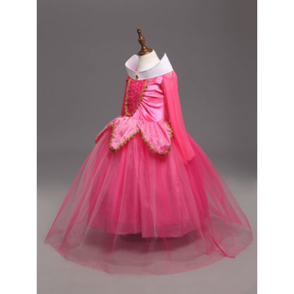 Piges Prinsessekjole Fest Mesh Tutu Tulle Kjole Ro Rose 3-4 Years